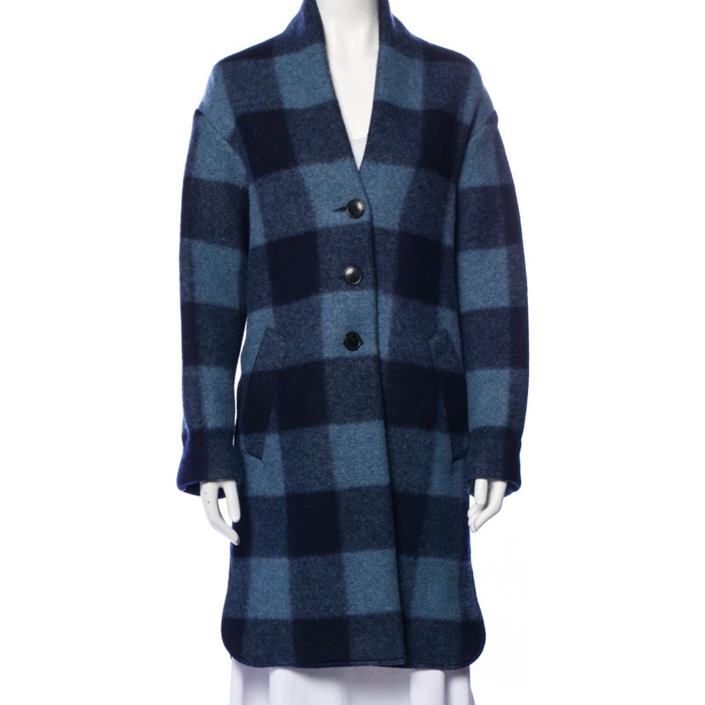 Isabel Marant Etoile blue plaid coat